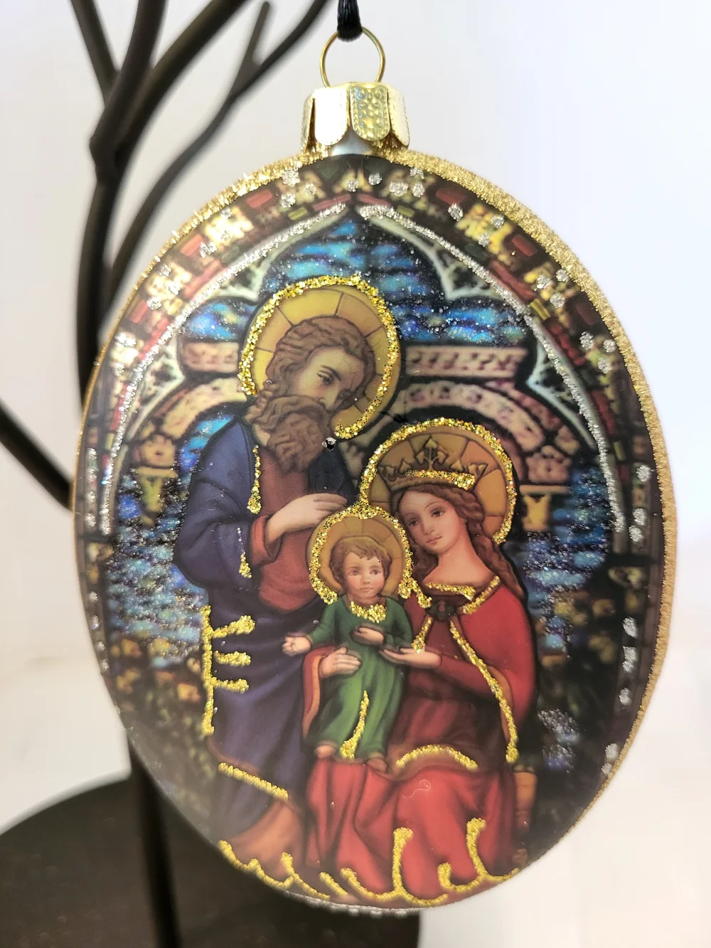 Vintage JS Glass Li Bien Nativity  Ornament Set/3